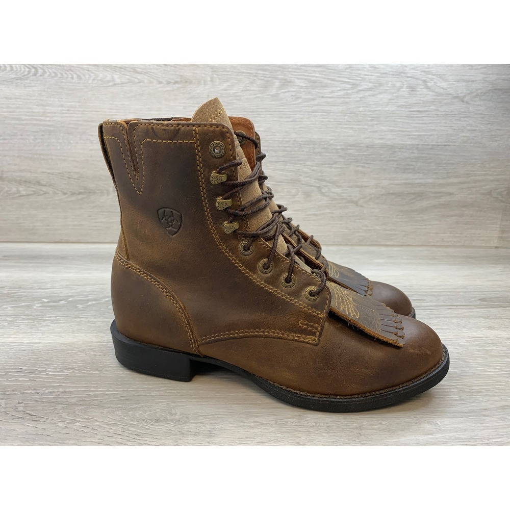 Ariat Heritage Women's Lacer Brown Leather Western Lace Up Boots 6.5C Shoes
